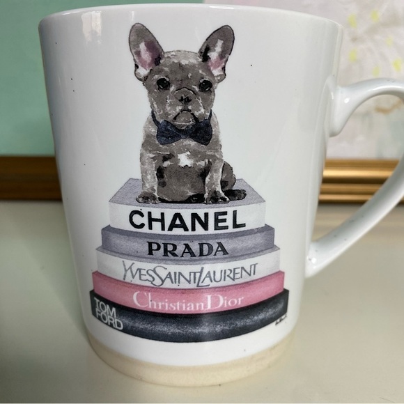Luxury High Fashion French Bulldog Dog White and Pink Coffee Tea Mug - Picture 3 of 6